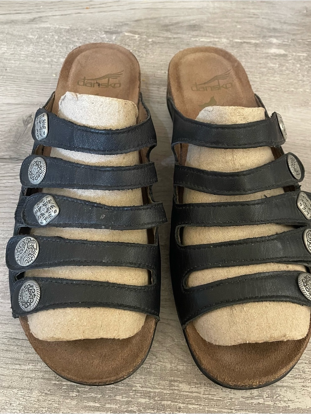 Dansko Black Leather Multi-Strap Sandals -Janie. 38